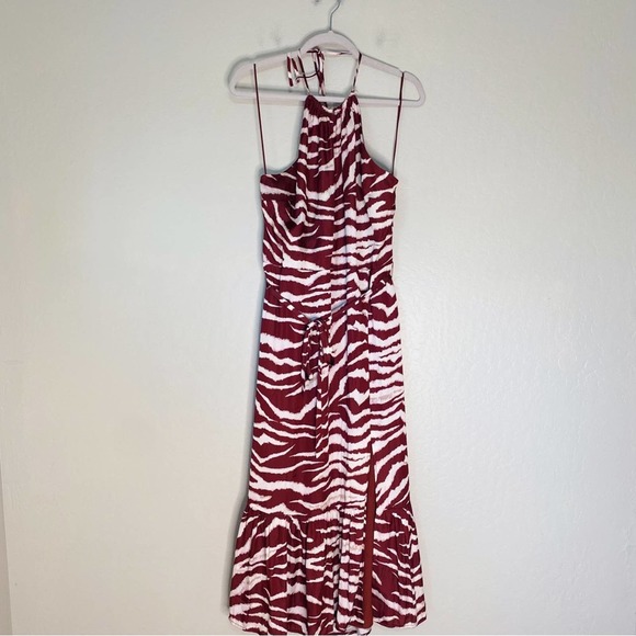 Paige Jade Zebra Print High Neck Backless Long Midi Dress Wedding Guest - Picture 4 of 9